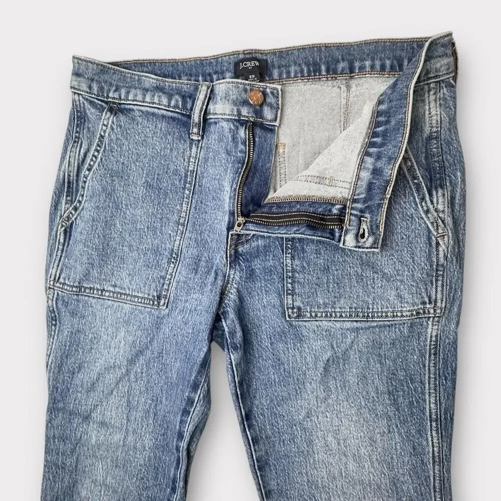 J.Crew Womens Jeans Denim Blue Medium Wash Cropped Pockets Zipper Size 29
